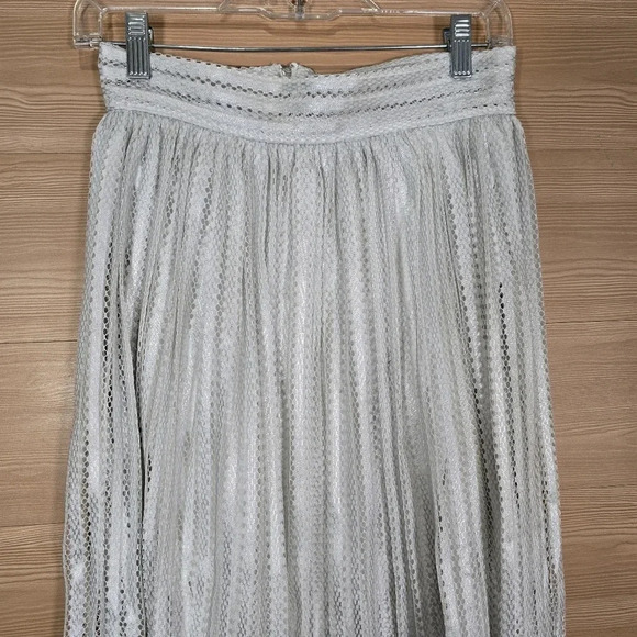 NWT Freeway Women's Satin‎ Metallic Pleated A line Skirt swing Midi with zipper - Picture 2 of 8